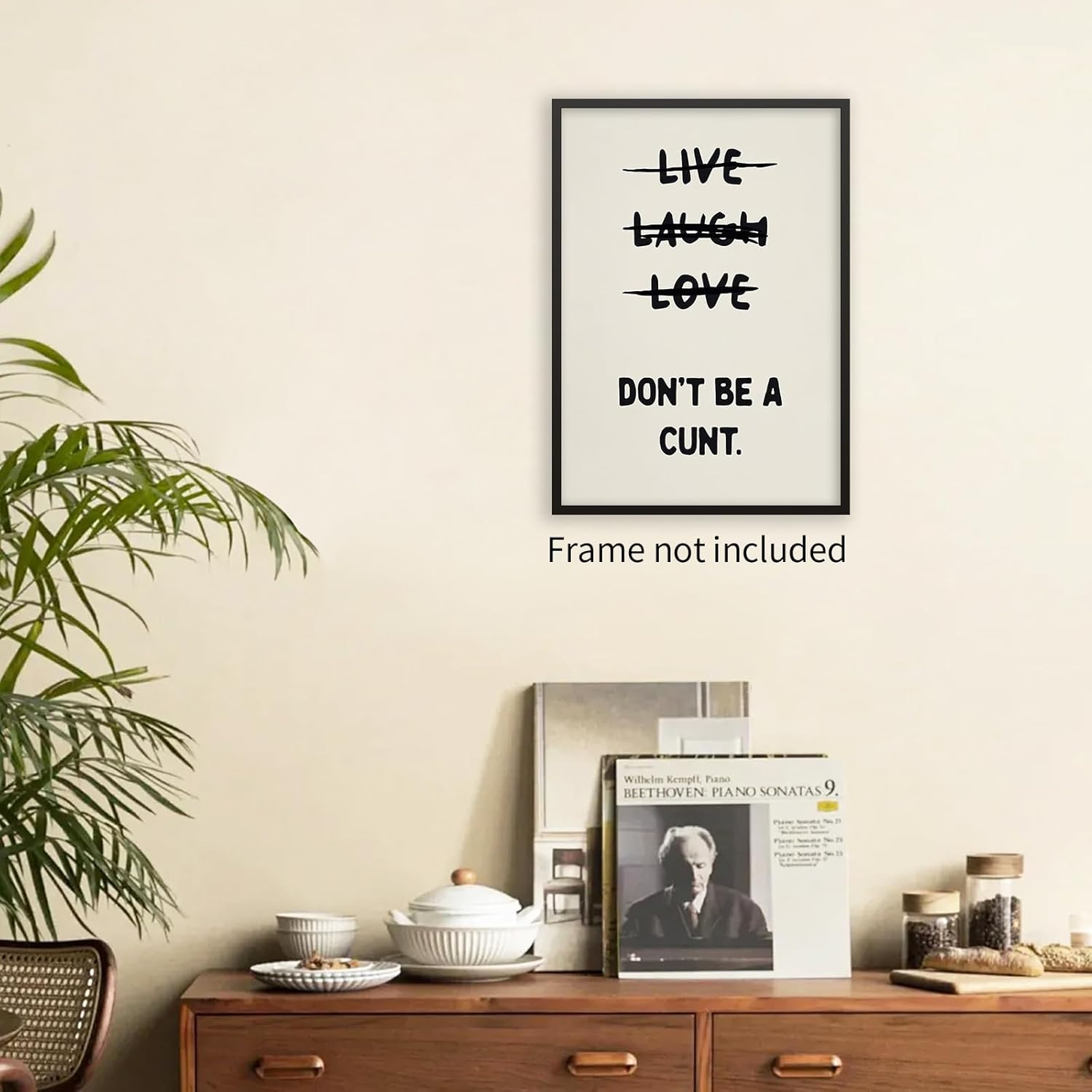 Funny Quotes Wall Decor Live Love Laugh Wall Art Retro Beige Poster Sweary Rude Prints Don'T Be a Canvas Painting for Living Room Bedroom 12X16 Inch Unframed image number 3