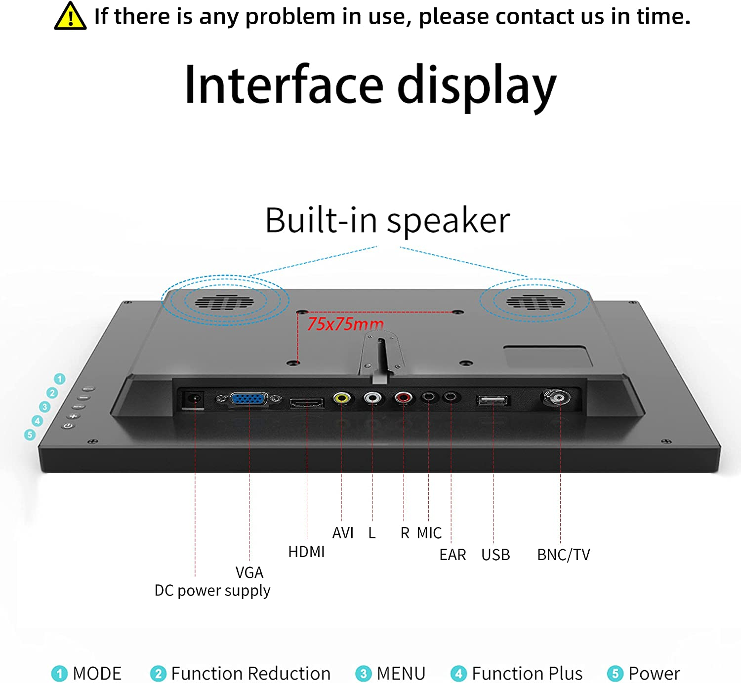 13.3 Inch Small PC Monitor Mini Monitor HDMI Monitor 1366X768 LED Monitor Support HDMI VGA AV BNC USB Intput, for Firestick, Computer, Kitchen Monitor, Built-In Speaker image number 3