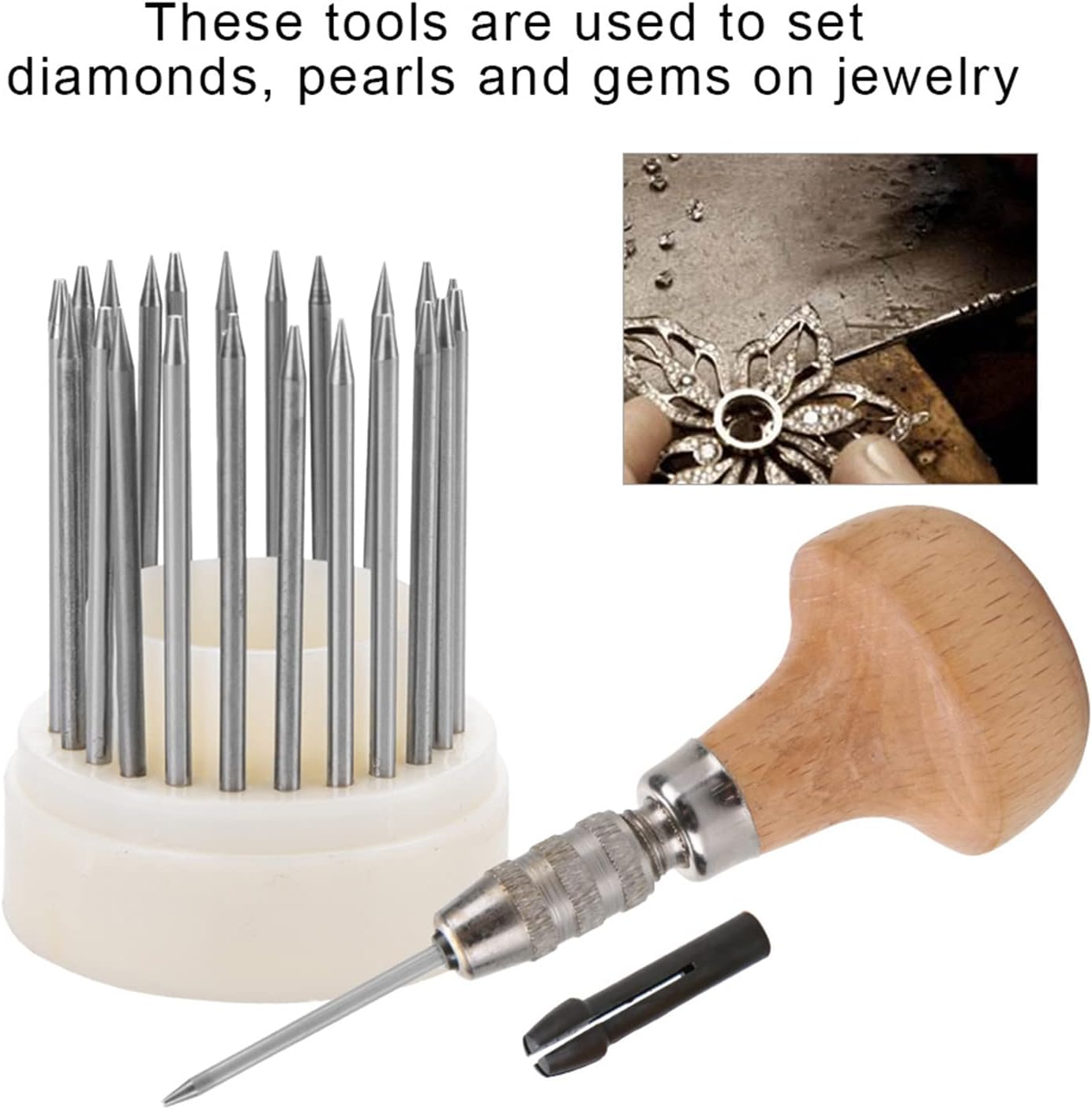 23 Pcs Handmade Setting Beading Grain Jewelry Tools, Diamond Setting Tools Beading Jewelry Tools Professional Jewelry Setting Graver for Jewelry Making Stone Bead Grain Tool image number 1