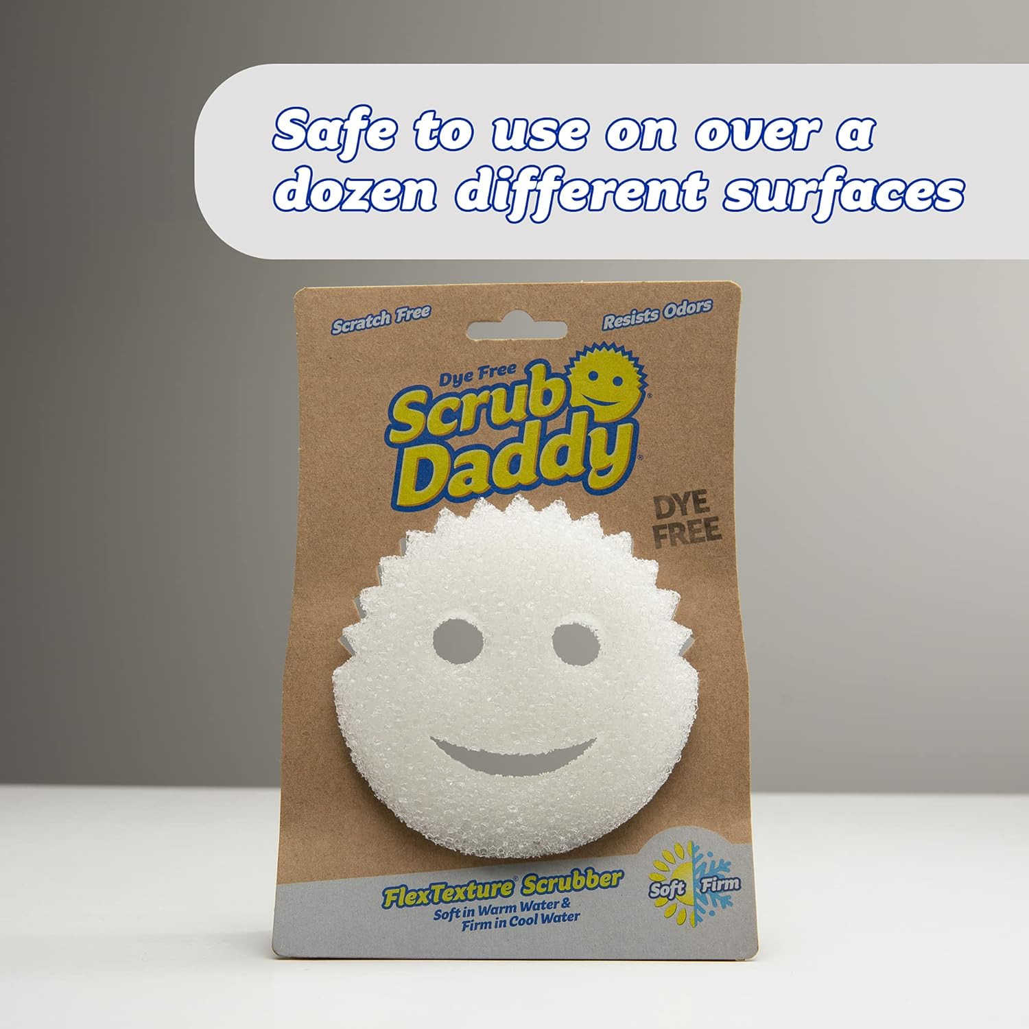 Scrub Daddy Dye Free - Multipurpose Cleaning Sponge - Soft in Warm Water, Firm in Cold Water for Tough Cleaning - No Colouring Dye and Reduced Packaging image number 4