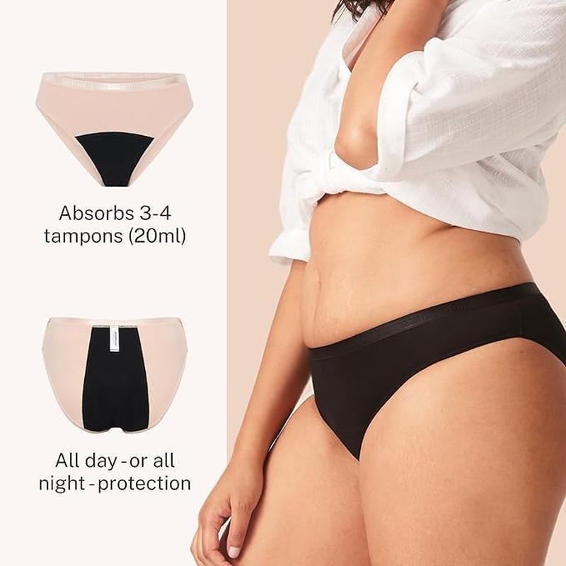Modibodi Bikini Bottom Style Period Pants Heavy-Overnight Leak Proof Cotton Undies for Women image number 6