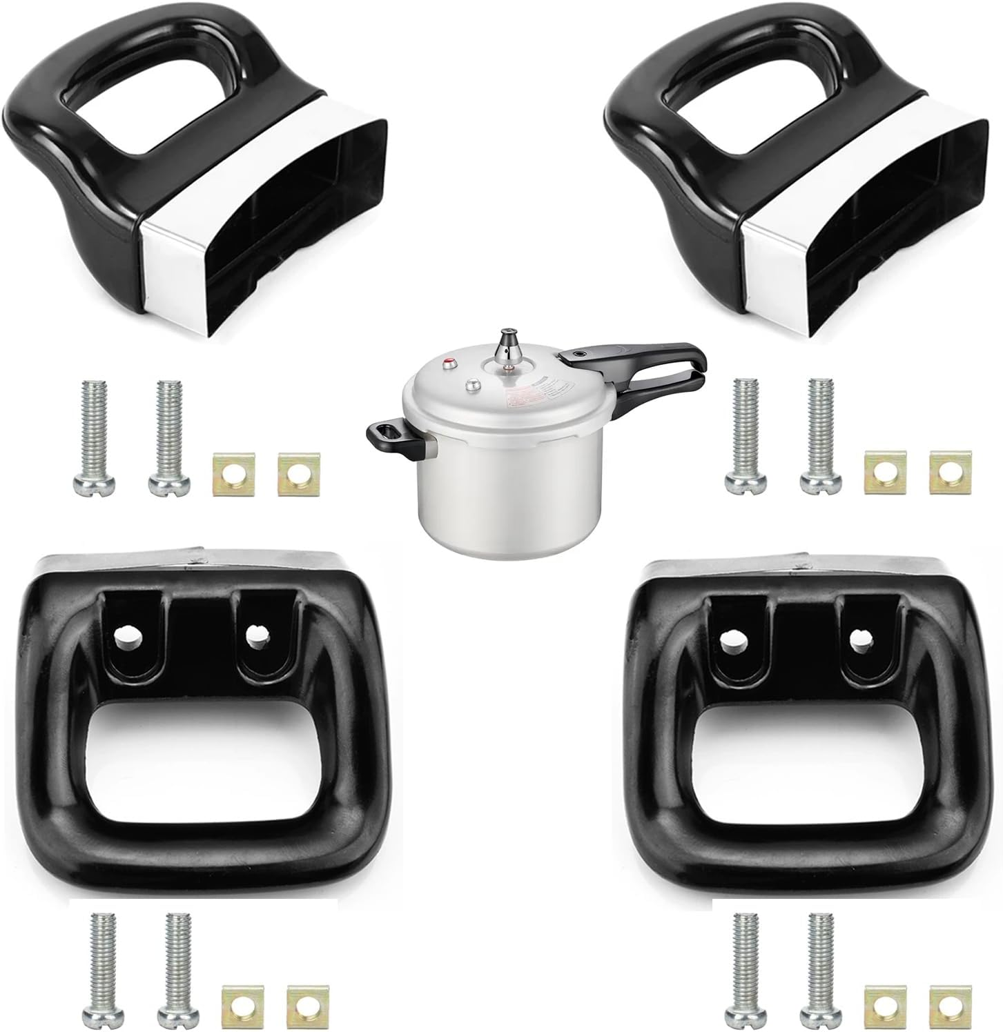 XMANX 4PCS Replacement Short Pot Side Handle, Two-Hole Pot Short Side Handle, Metal Pressure Pan Handle Ear Replacement Universal Pan Side Handle for Home Kitchen Cookware