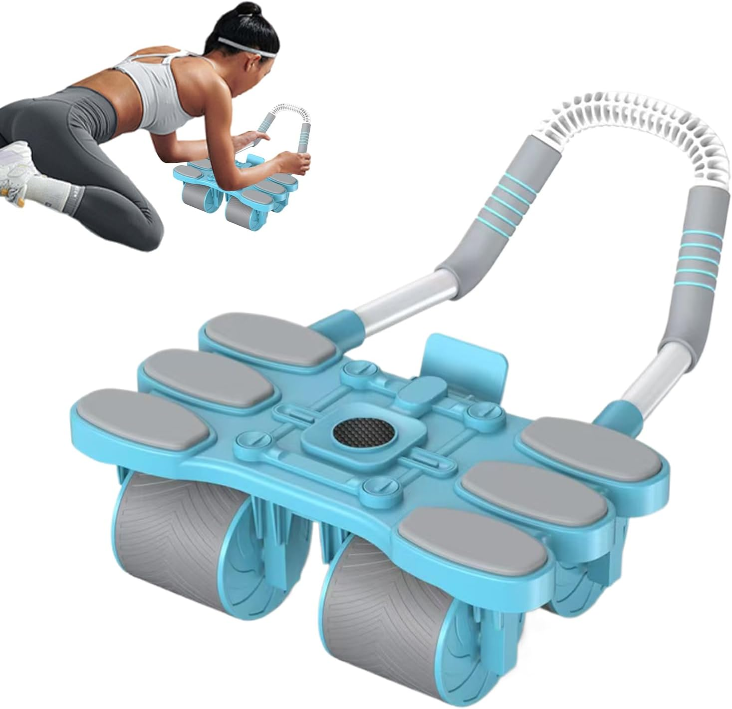 Abdominal Exercise Roller | 4-Wheel Muscle Workout Auto Rebound Ab Roller,Core Muscle Building Equipment with Elbow Support for Home Gym Dorm Travel Apartment