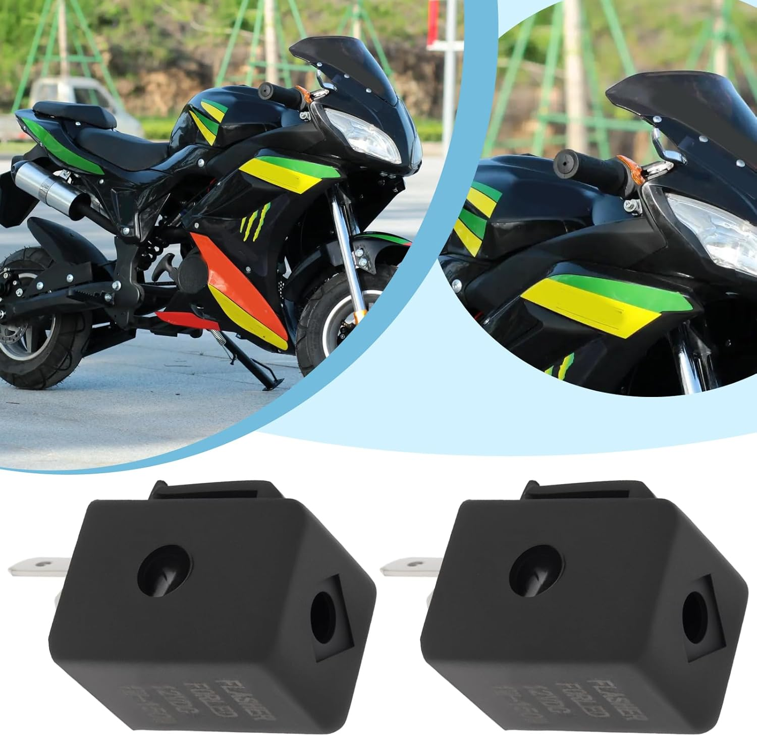 Emsea 2Pcs 12V Flasher Relay 2 Pin Motorcycle Flasher Relay Led Indicator Relay Audible Beeping Turn Signal Relay for Motorcycle, 0.1-150W Load Capacity image number 4