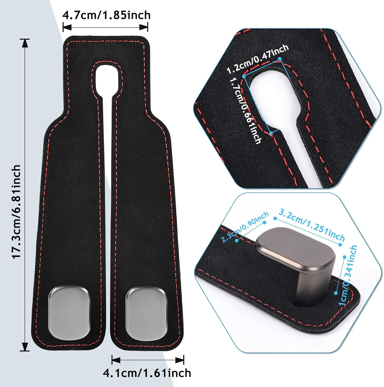 Accevo Back Seat Headrest Hooks,2-In-1 Premium Leather Car Headrest Hanger with Metal Hooks, Car Seat Storage Hooks for Bags, Purses, Phone, 4 Pack image number 1