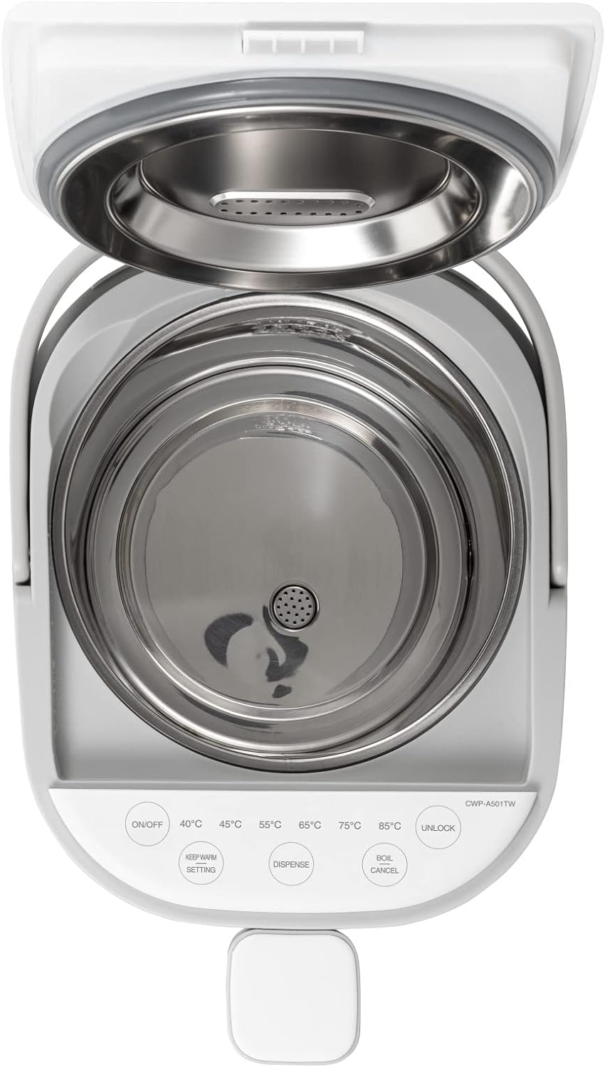 (CWP-A501TW) CUCKOO Automatic Hot Water Dispenser & Warmer, 6 Level Temperature Setting, Portable with Handle, Stainless Steel Inner Pot, Safety Child Lock White image number 4