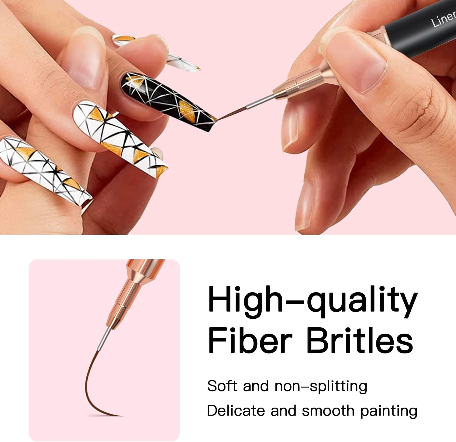 Lerpdaoo Nail Art Liner Brushes, 5-Piece Painting Nail Art Brush Set, Nail Dotting Drawing Tool for Long Lines, Thin Details, Fine Drawing Sizes 4/8/12/20/25 Mm (Black) image number 3