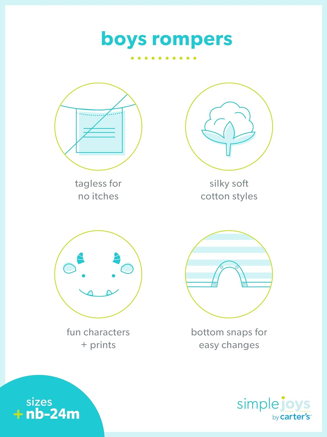 Simple Joys by Carter'S Baby-Boys 3-Pack Rompers image number 4