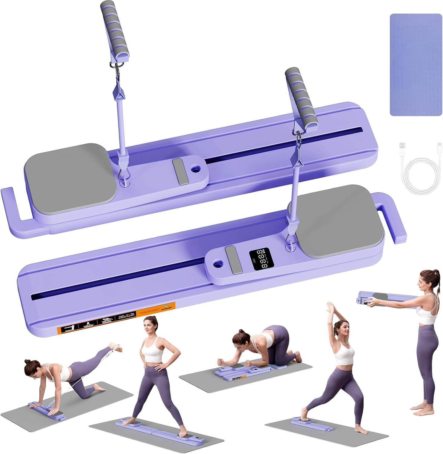 Upgraded Pilates Reformer Machine - 6-In-1 Fitness Board & Pilates Equipment Set with Ab Workout Equipment,Multifunctional Push-Up Board,Resistance Bands, Balance Board & Timer for Full Body Workout image number 4