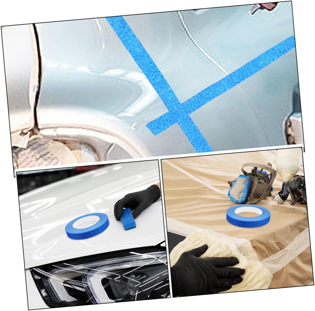 PLAFOPE 4 Rolls Car Masking Tape Painters Blue Adhesive Low Tack Masking Tapes for Automotive Painting for Car Edges image number 5