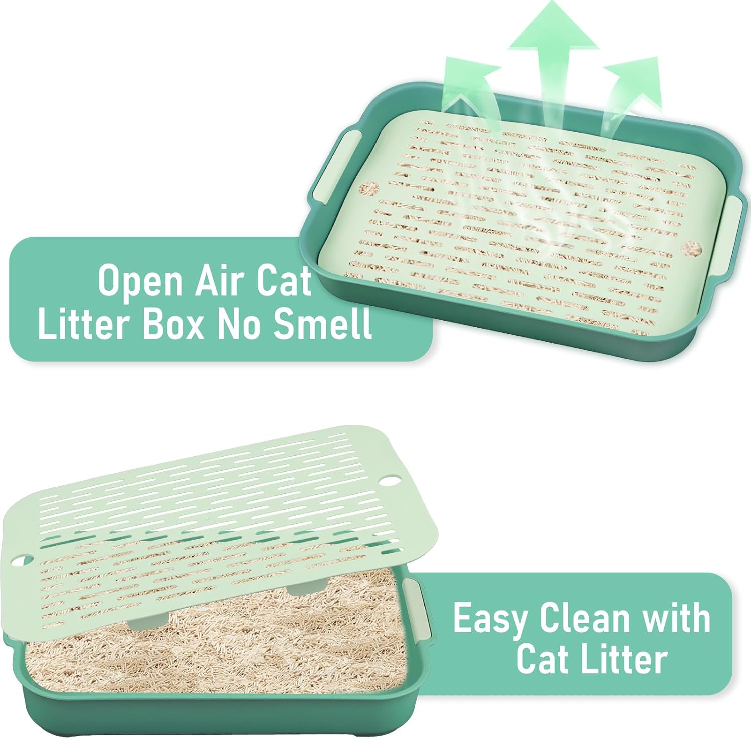 Tray, Rabbit Toilet, Rabbit Toilet, Cat Litter Tray, Large, Toilet Corner for Small Animals, Rabbits, Guinea Pigs (Green-Large) image number 2