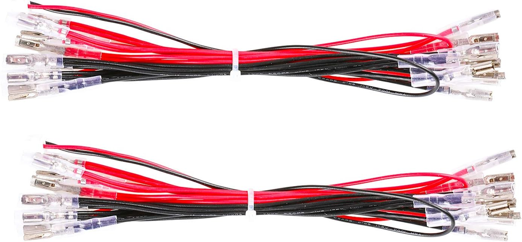 Guwarry 2 Pcs LED Power Cable Daisy Chain JST XH2.54 2Pin Plug to 0.110 Inch /2.8Mm Terminals Jumper Wire Harness Lighted up 20 LED Arcade Buttons for Arcade USB Encoder, MAME, Arcade1Up, Raspberry Pi image number 5