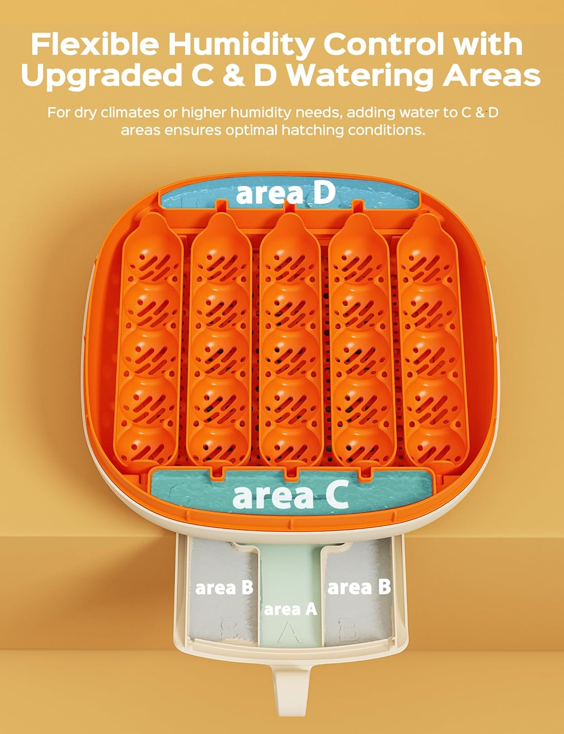 [2024 Upgrade] 25 Egg Incubator, Automatic Egg Turner with Thermometer Seat and Humidity Control, Egg Candler, 360&deg; View with Clear Window, Incubators for Hatching Chicks (Sunlit Orange) image number 2