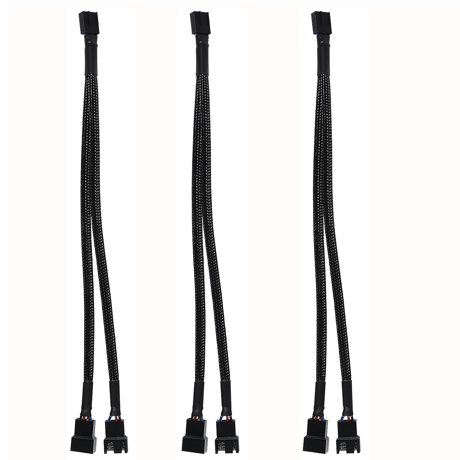 DIANN 5Pcs PWM Fan Splitter Cable 4-Pin Sleeved Braided Adapter Computer PC Fan Power Extension Cable Converter for Computer ATX Case 4-Pin/3-Pin Cooling Fan Cable