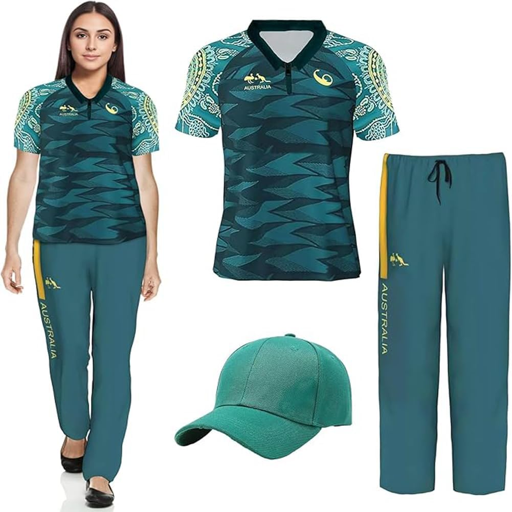 Break Dancer Costume Set, Green Raygun Australian Style Costume Cosplay Sporty Outfit with Short Sleeves Pants Hat for Holiday Carnival Party Fancy Dress up Costume