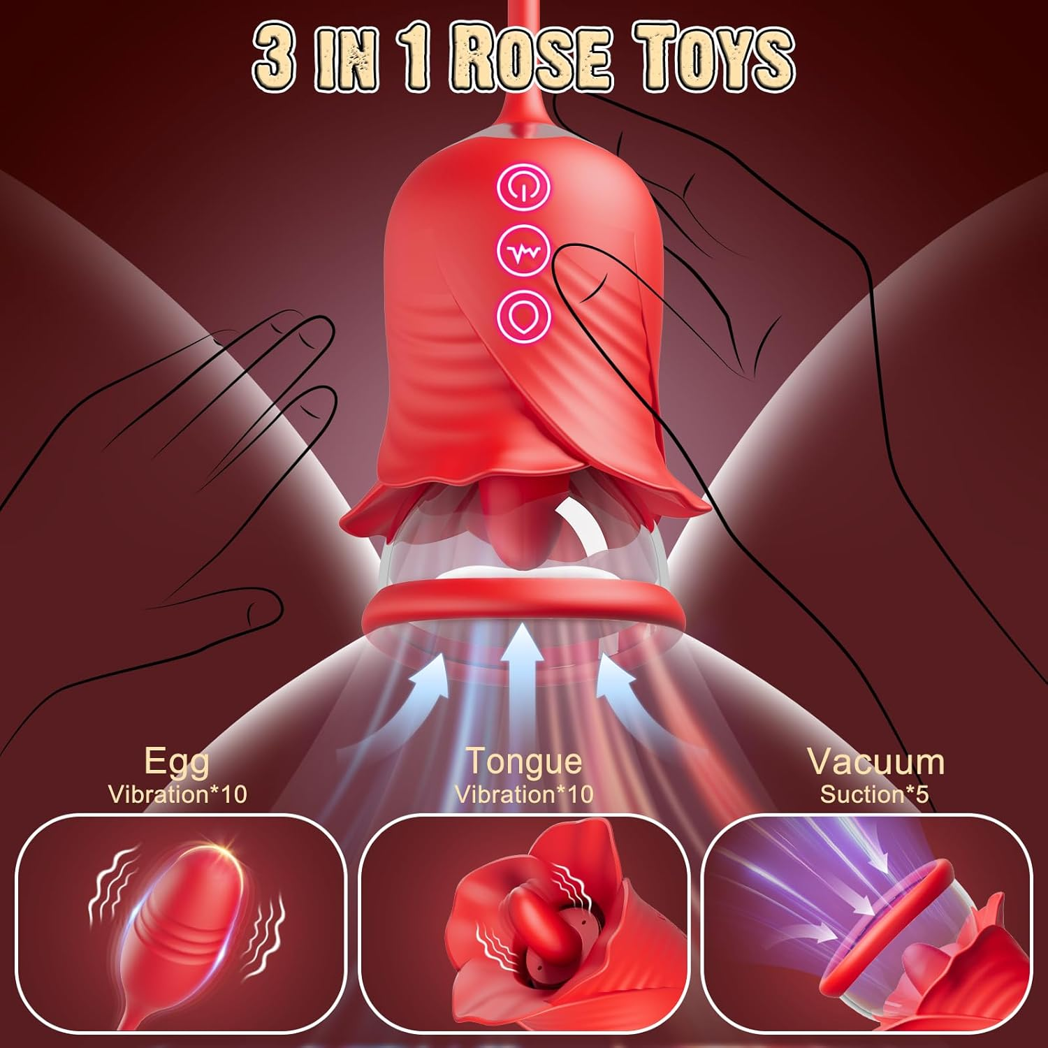 Women Sex Toy Sucking Vibrators - Clitoris Vagina Pussy Pump Tongue Vibrators for Women Quick Sexual Pleasure, 5 & 10 Modes, Female Couple Sex Toy & Games image number 3
