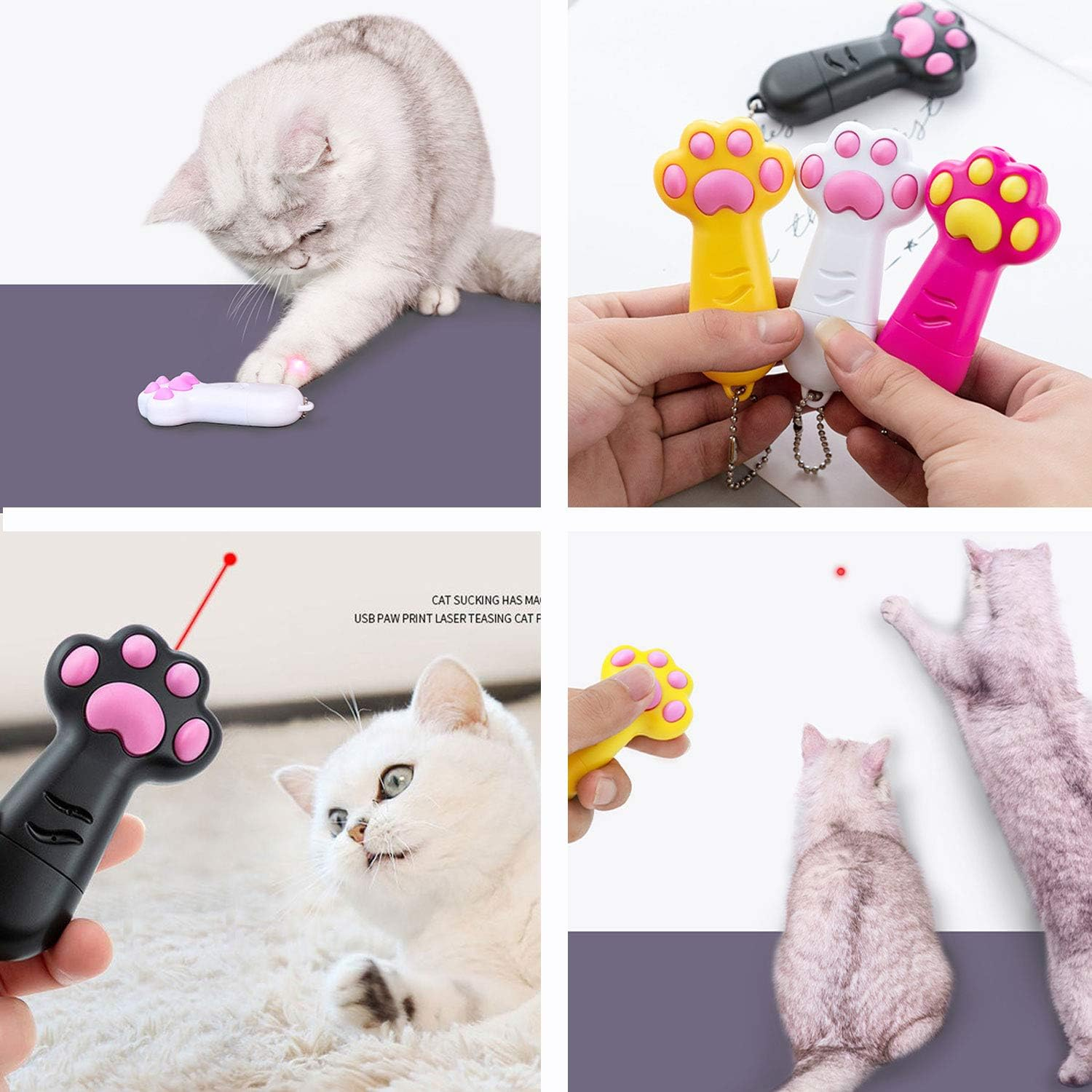 Interactive Cat Toy for Indoor Catch Exercise - Pet Dog Funny Kitten Wand for Chasing and Playing (White) image number 3