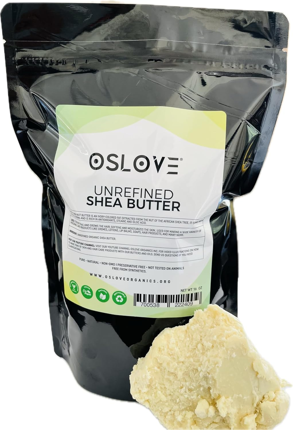 Oslove Organics Organic Unrefined Shea Butter 2 LB Raw, African,100% Pure, Non-Gmo, Moisturizing Vegan Butter for Hair & Skin image number 2