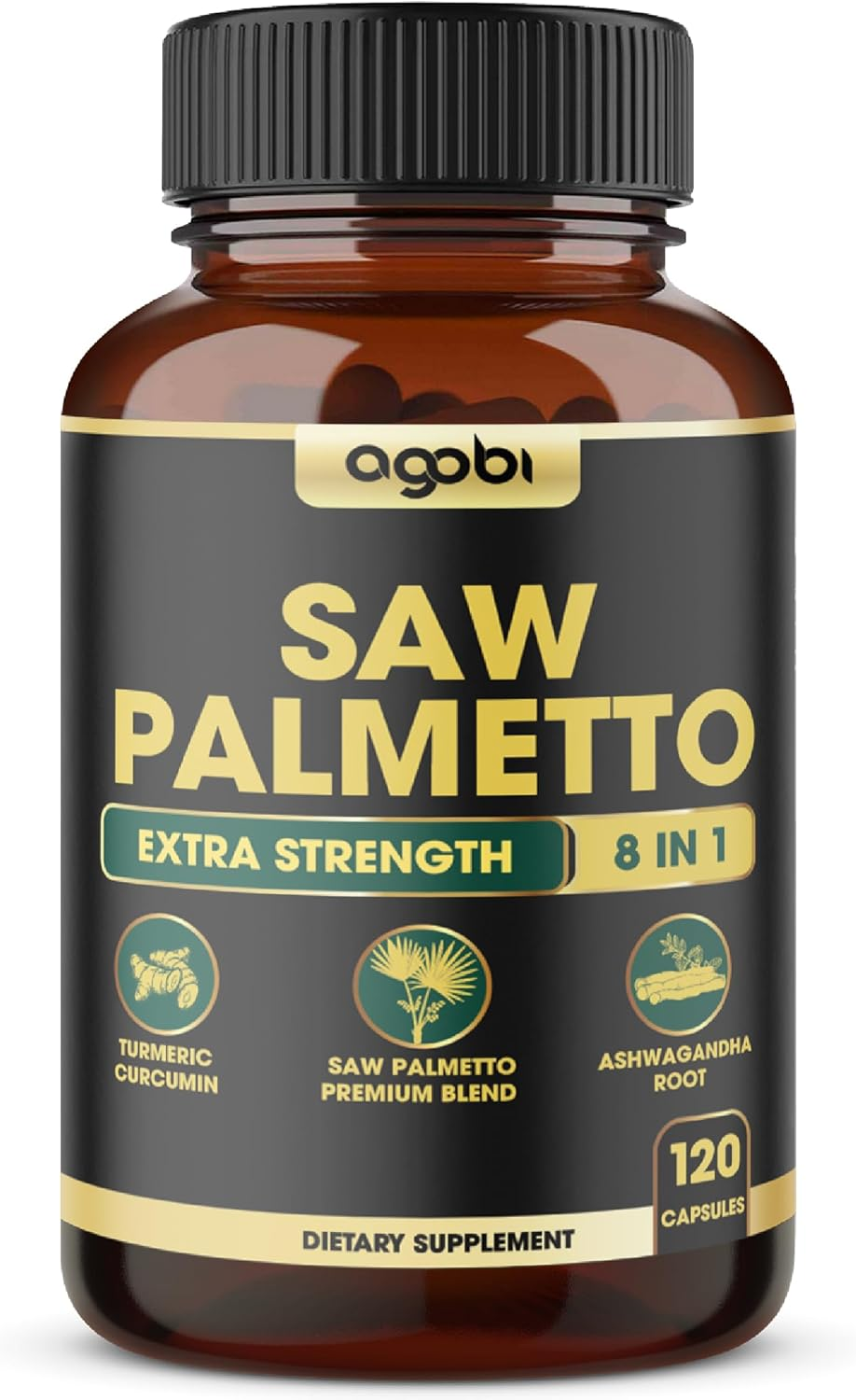 8In1 Saw Palmetto Prostate Support Supplement - Equivalent to 4650Mg - Combined with Ashwagandha, Turmeric Curcumin, Ginger, Nettle Leaf, Holy Basil & More - 120 Vegan Capsules for 2 Months image number 5