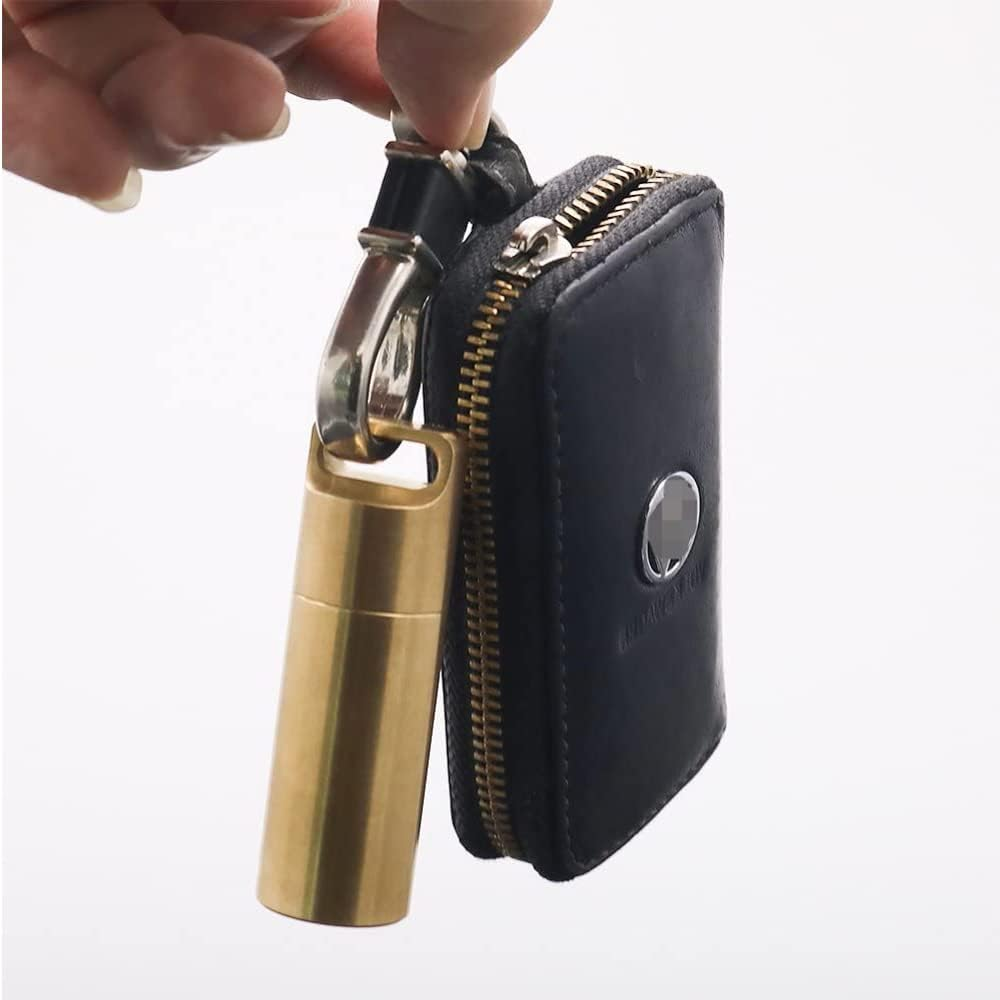 Brass Pill Box Waterproof Pill Box Small Medicine Bottle Medicine Box Outdoor Hiking Camping (L) image number 3