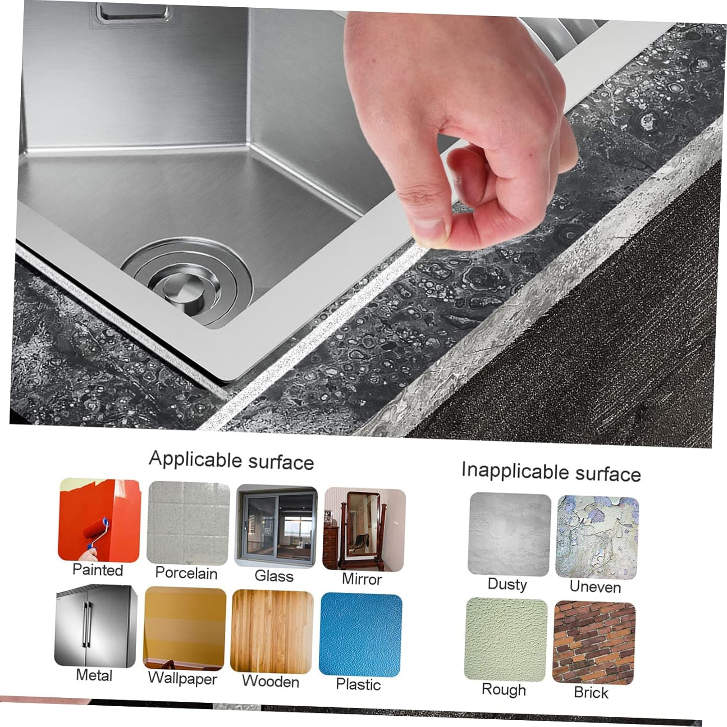 ULTECHNOVO 4Rolls Self-Adhesive Sealing Tape for Wall Door Frame Decorative Tape Beautiful Seams image number 6