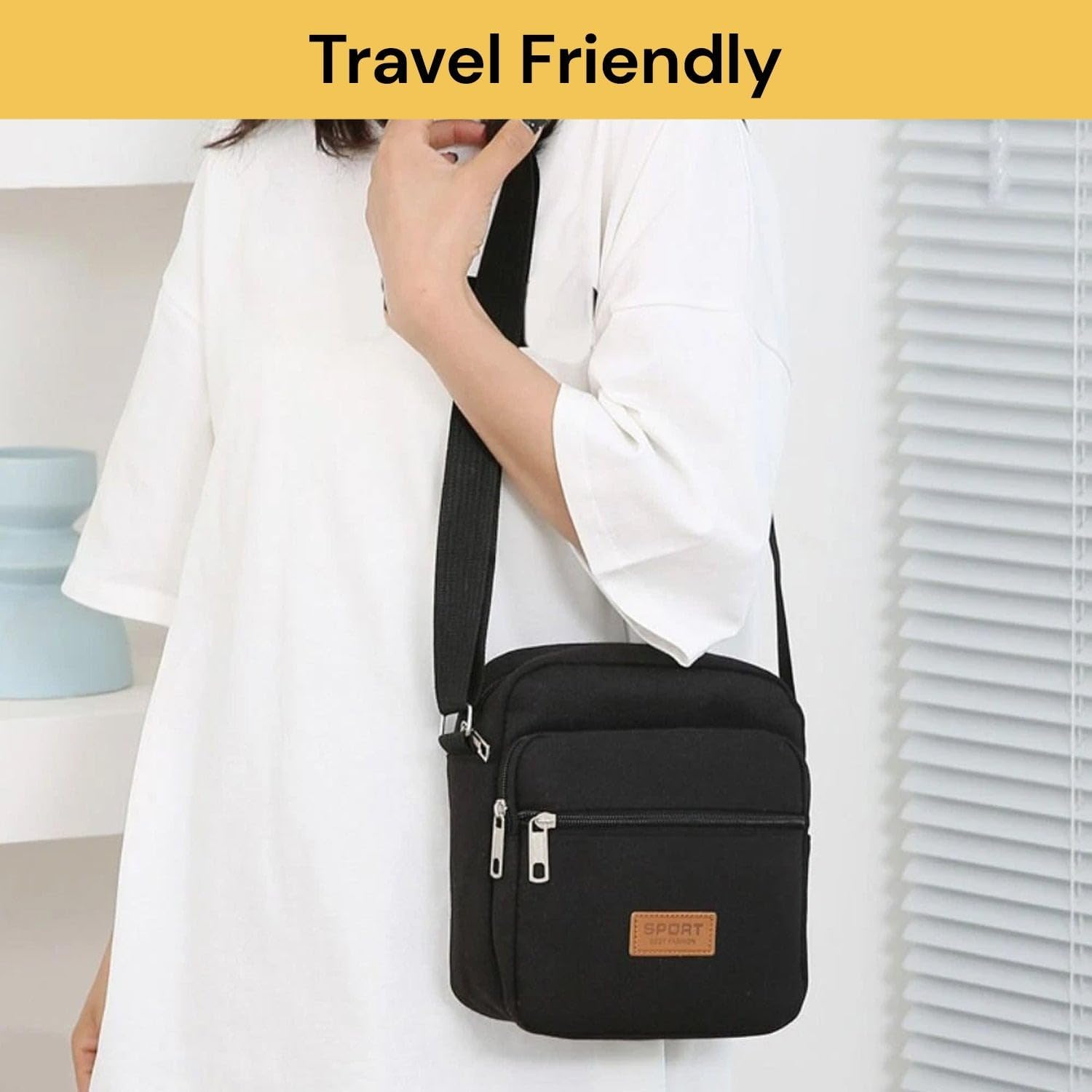 EZONEDEAL Messenger Bag for Men, Travel Crossbody Purse Briefcase Business Bag for Men & Women, Travel Passport Wallet Bag, Small Vintage Canvas Messenger Crossbody Bag Shoulder Bag - Khaki image number 6