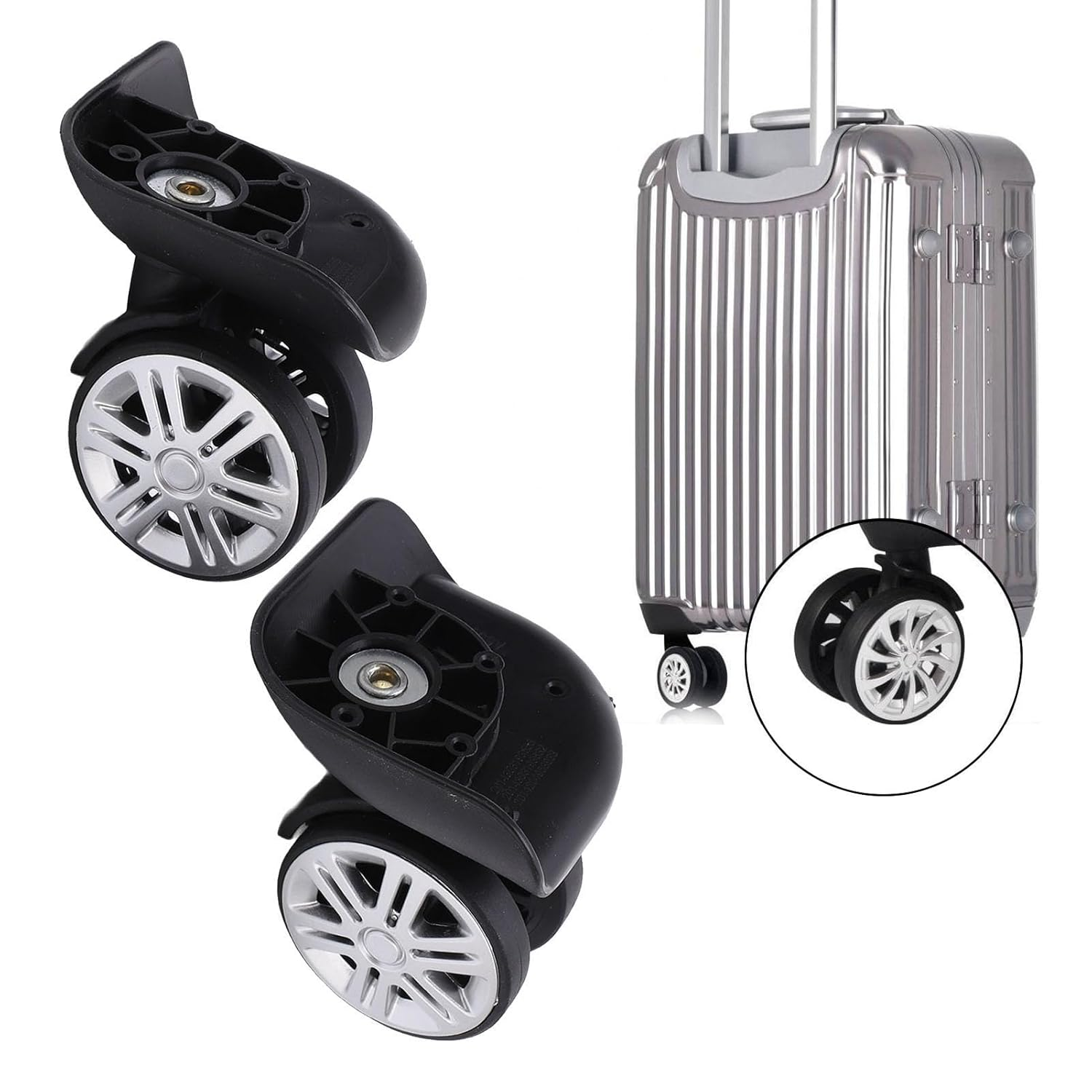BORDSTRACT Luggage Wheels, 1 Pair Suitcase Replacement Wheels, Mute Swivel Suitcase Luggage Caster Wheels, Universal Plastic Luggage Replacement
