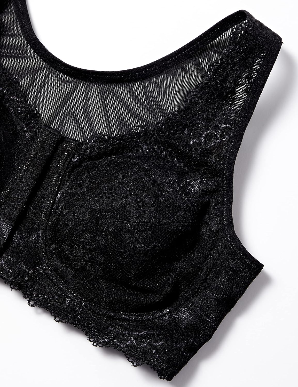 Cecile BS-541 Women'S Bra with Clean Back, Front Hook, Wireless, Full Cup, Black, B75 image number 6