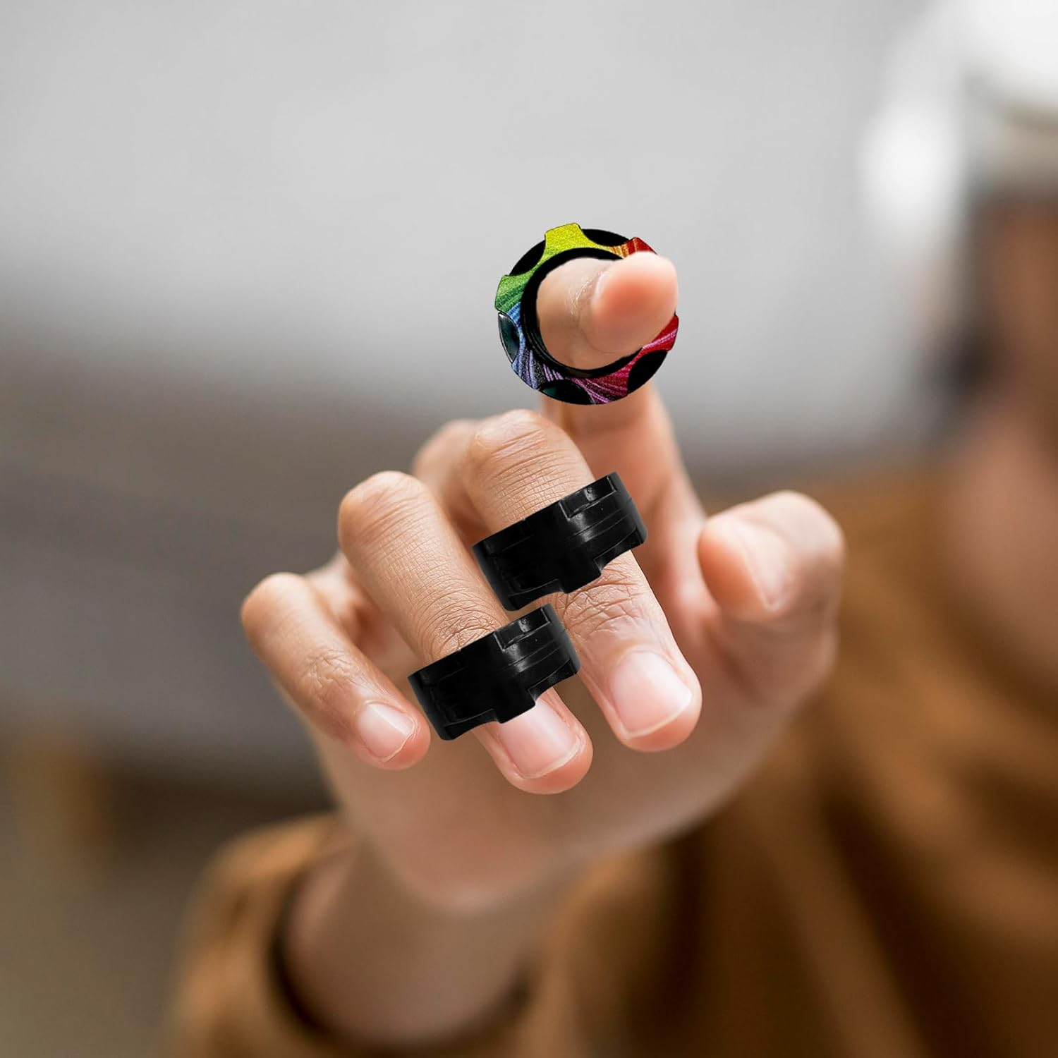 TEAONE Magnetic Finger Toys, 3 PCS Fidget Rings Toy for Anxiety and Stress Relief (Colorful) image number 6