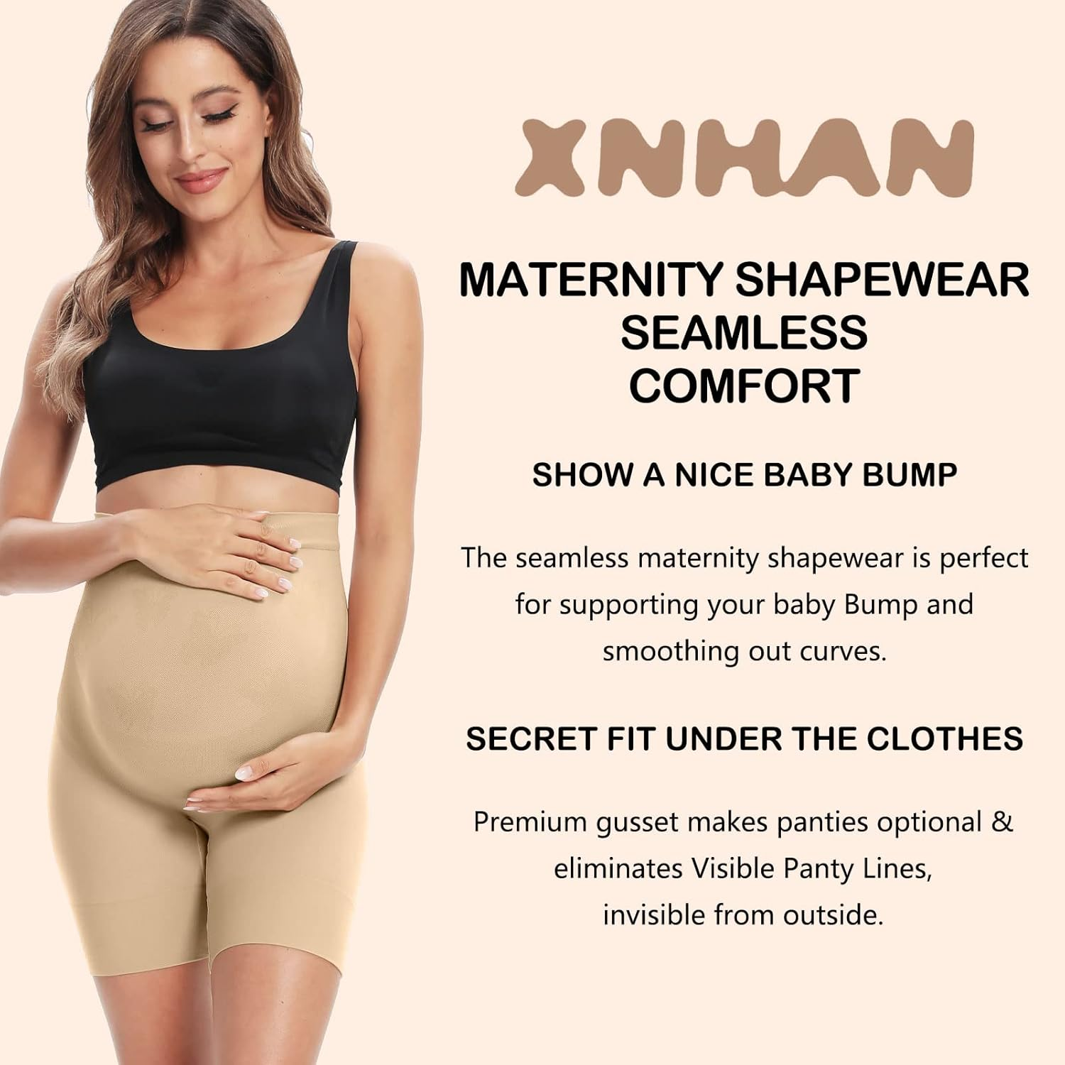 XNHAN Secret Fit Shaper Panty - Seamless Maternity Shapewear for Dress, Belly Support, Prevent Thigh Chaffing, S-XXXL image number 6