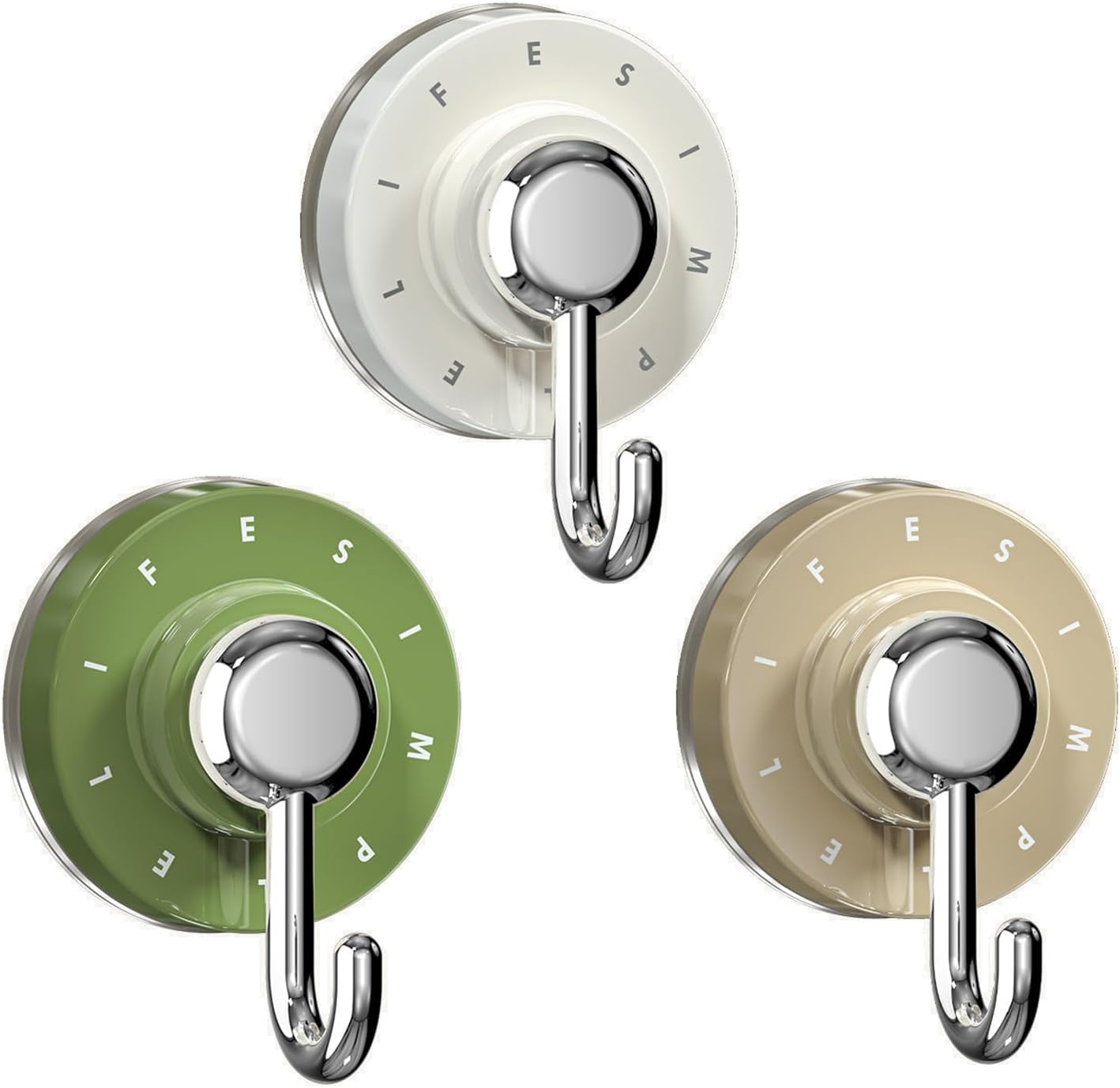 Aofly 3 Pcs Suction Cup Hooks, Key Holder Wall Mount, Door Hanger, Waterproof Wall Hooks for Shower Towel, Coat, Key, Hat, Reusable Vacuum Suction Hooks for Bathroom Kitchen (Brown)