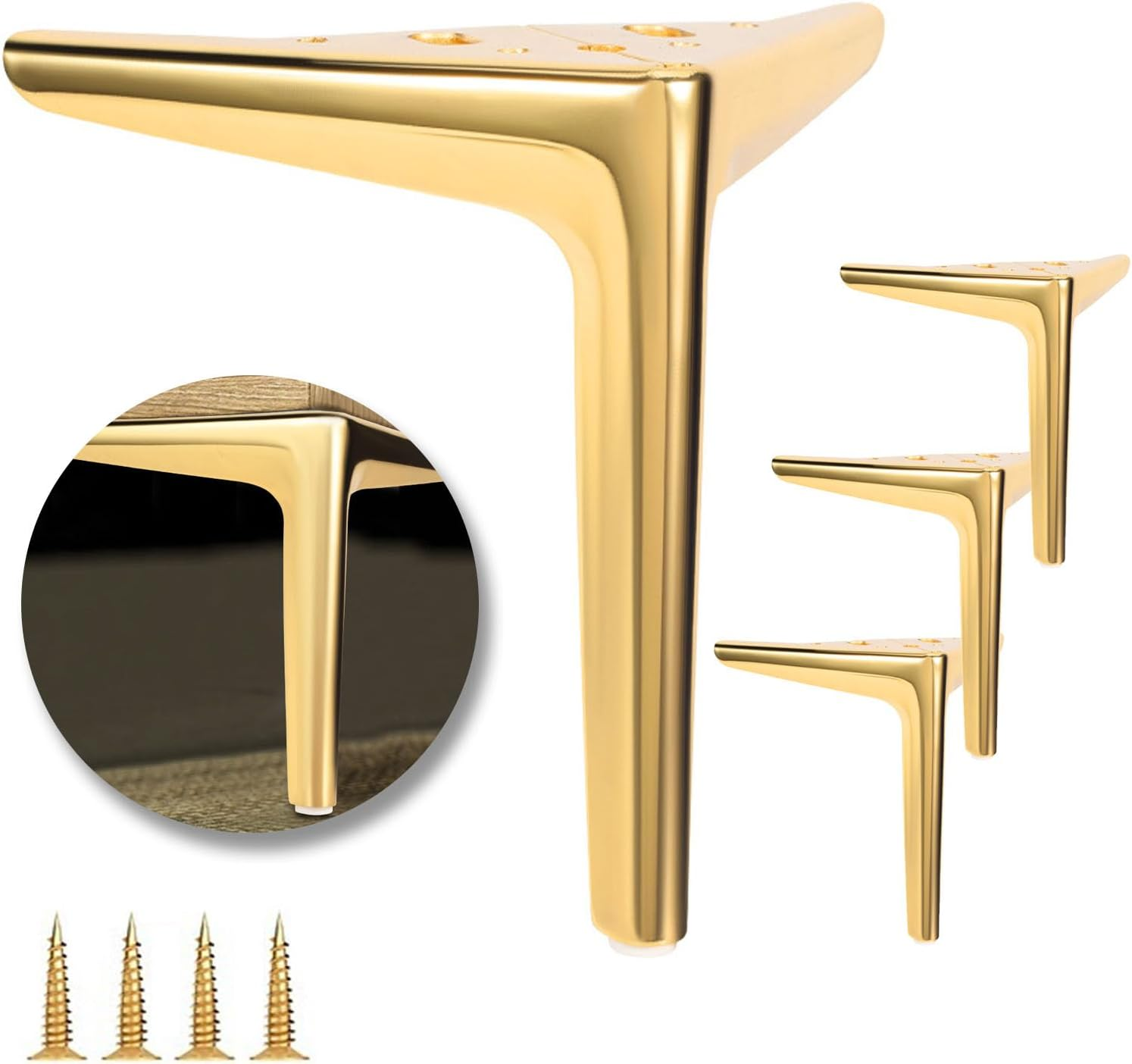 Furniture Leg Metal Set of 4, Black Modern Iron Diamond Triangle Furniture Feet DIY Alternative Suitable for Cabinets Cupboards Sofa Chairs Ottomans Desks Etc. (Black, 18Cm)