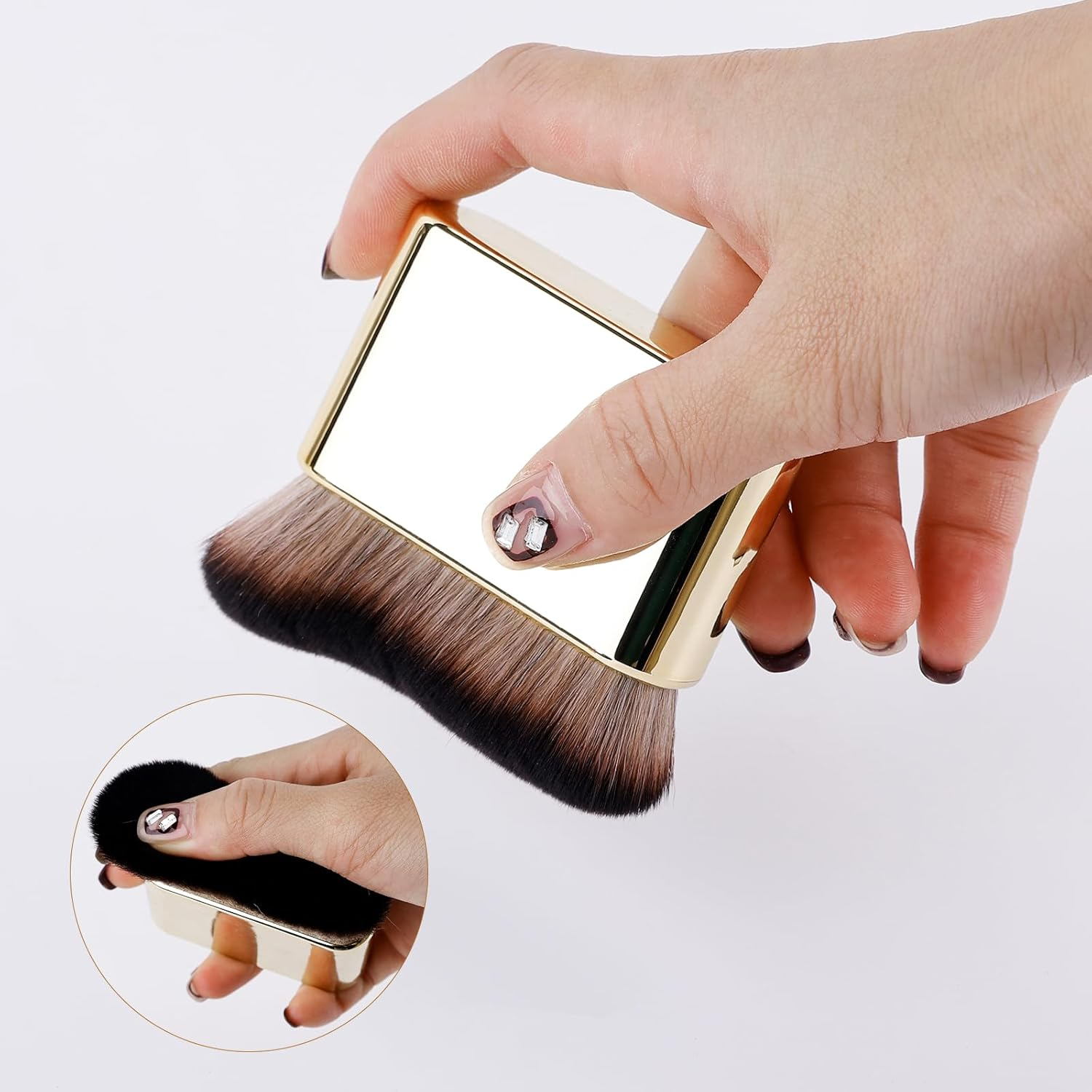 Self Tanning Brush, Soft Self Tanner Brush Applicator Portable Tanning Brush Foundation Body Makeup Brushes for Face and Body (Gold) image number 2