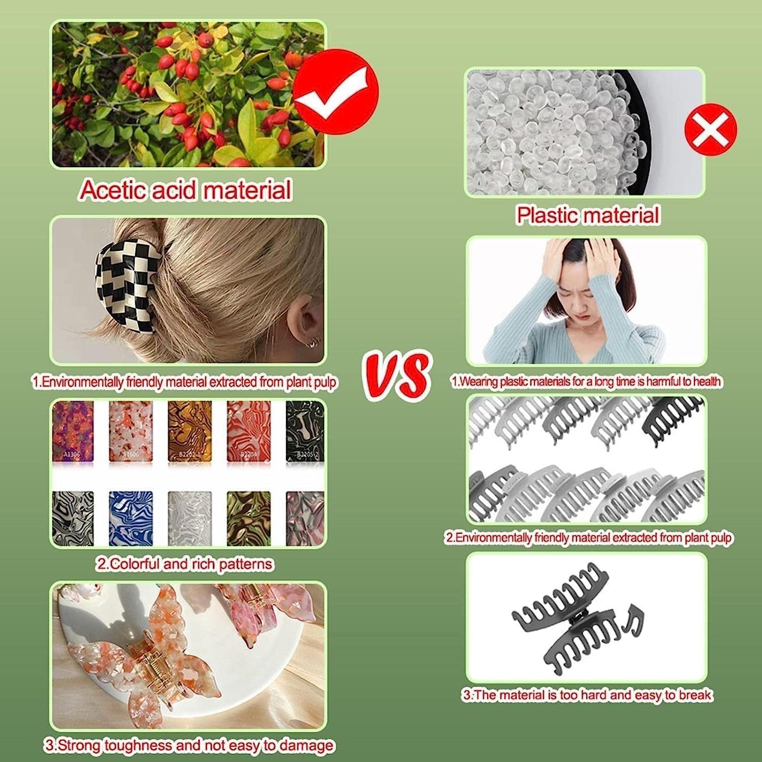 Large Hair Claw Clip for Women Thick Hair Tortoise Shell Cellulose Acetate Strong Claw Hair Hair Jaw Hold for Curly Long image number 4