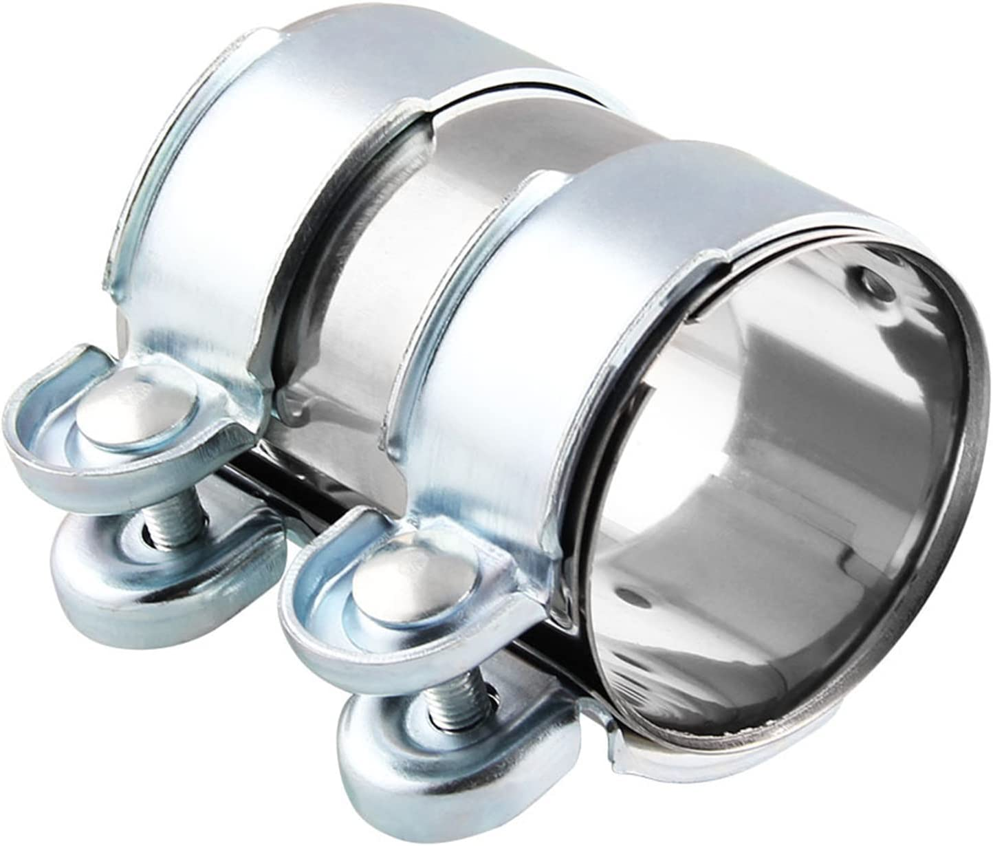 Exhaust Clamp Worthplanet Car Exhaust Pipe Clip Tail Throat Hoop Exhaust Pipe Clamp Universal Stainless Steel Turbo Exhaust Band Clamp Muffler Pipe Connector for Car Exhaust Systems W120059 (2.5In) image number 3
