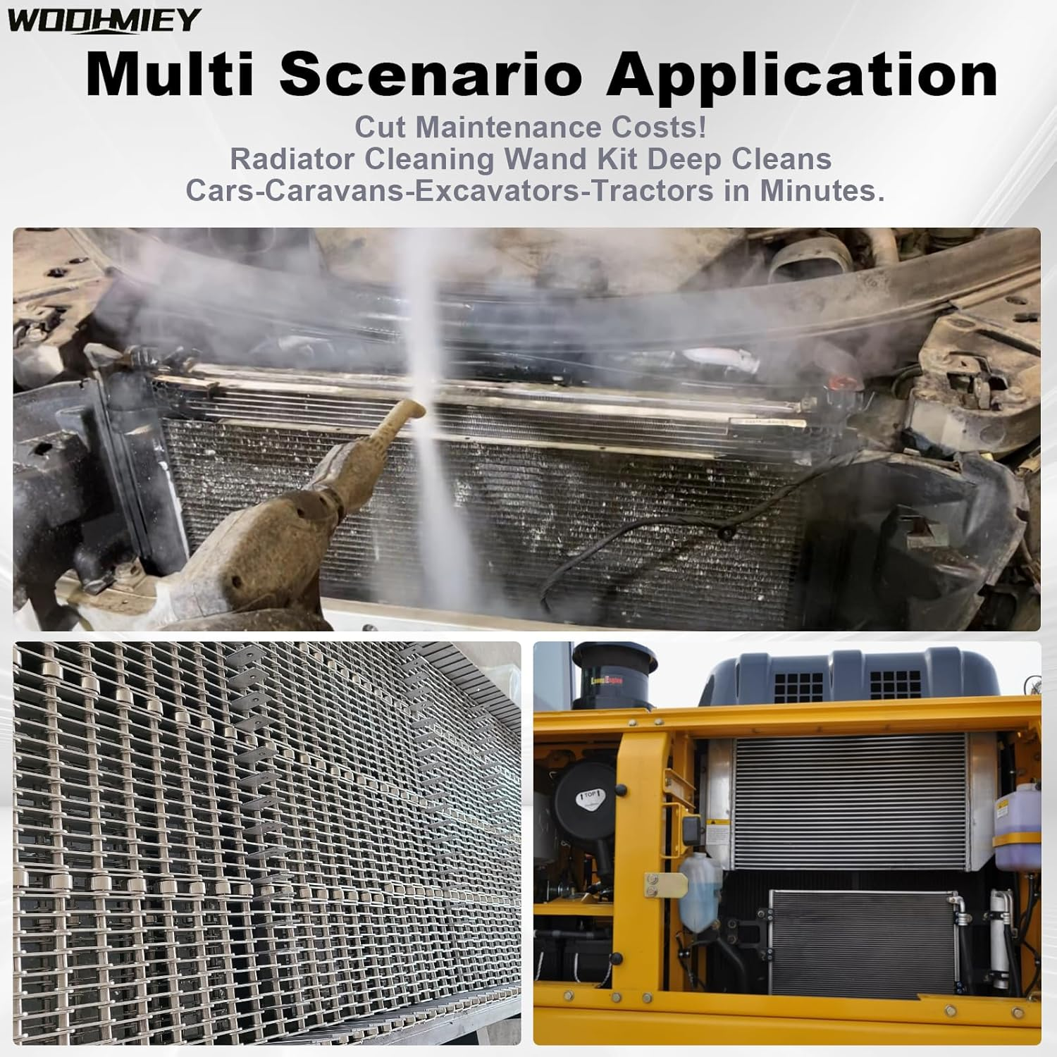 WODHMIEY Radiator Cleaning Wand, Radiator Flush Cleaner Tool, 1/4'' Quick Coupler, Cleaning Brush, 100Cm/39In, 4500PSI, Stainless Steel with 6 Fan Shaped Nozzle for Cars Trucks RV Cleaning image number 4