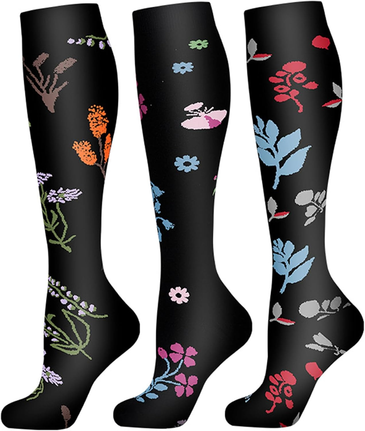 Compression Socks for Men & Women Circulation, MH MOIHSING Compression Stocking 15-20 Mmhg Best Support for Athletic Running, Swelling, Nurse, Flight, Travels, Nurses, Edema (3 Pairs) image number 3