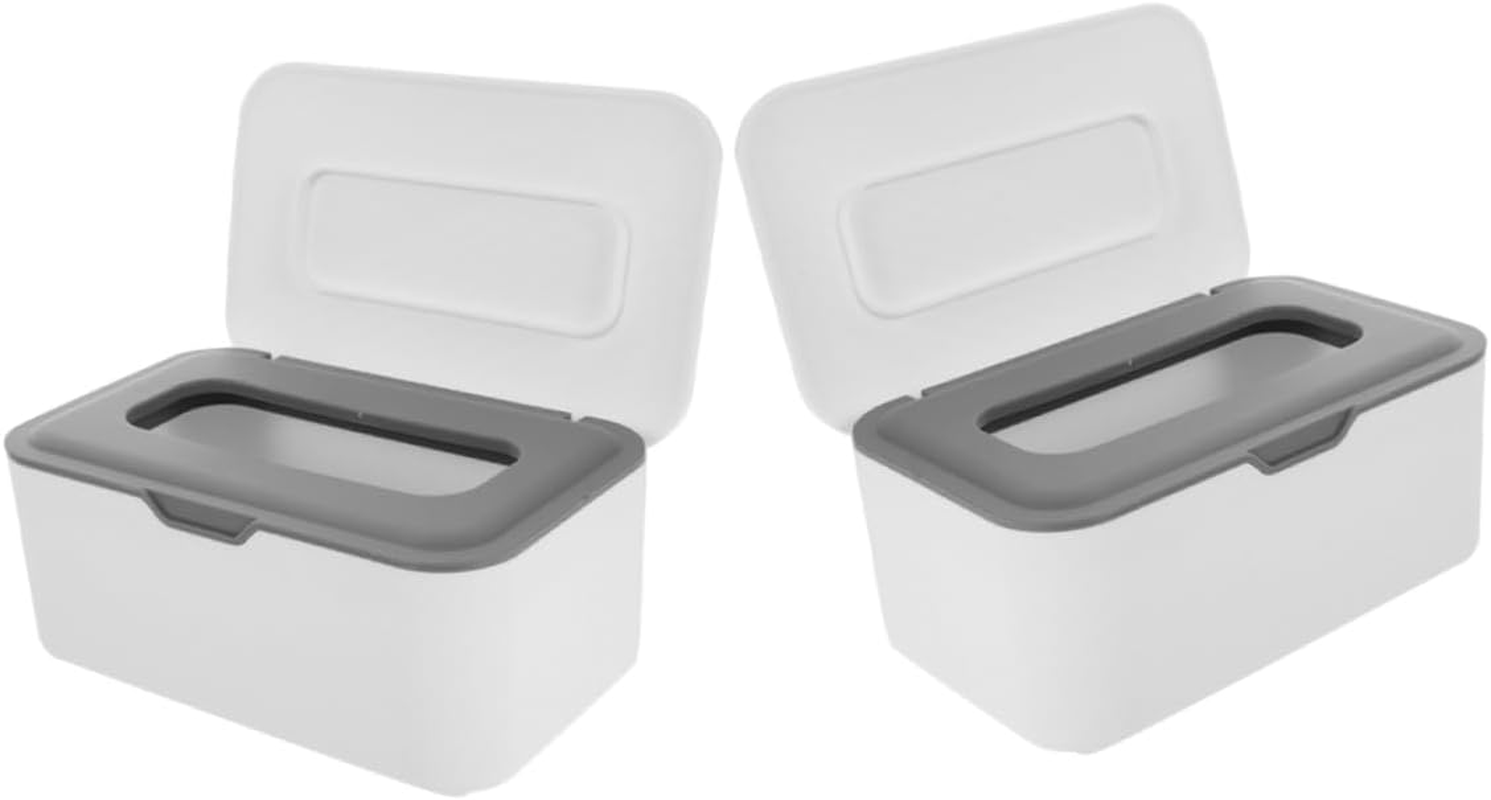 Bestonzon Refillable Wipe Dispenser and Reusable Baby Wipe Holder Lid for Home and Travel Gray 2Pcs Storage Box for Wet and Dry image number 3