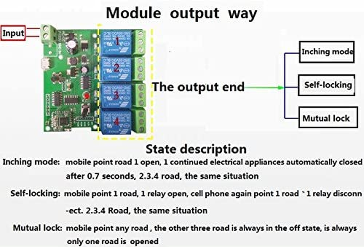 4 Channel Wifi Momentary Inching Relay Self-Lock Switch Module,Diy Wifi Garage Door Controller (5-32V) image number 3