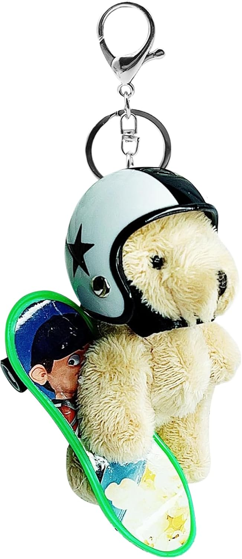 Qkbuza Cute Bear Keyring, Plush Bear Bag Charm with Helmet | Decorative Pendant, Animal Ring for Women Decoration Bag Travel Bag Wallet