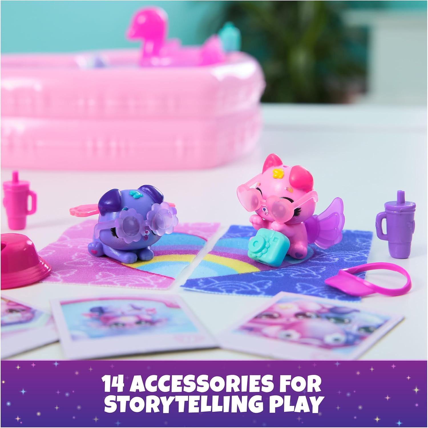 Hatchimals Alive, Neon Rainbow Bestie Pool Party Toy with 2 BFF Mini Figures in Colour Reveal Eggs and 14 Accessories, Kids&rsquo; Toys for Girls and Boys Aged 3 and Up image number 3