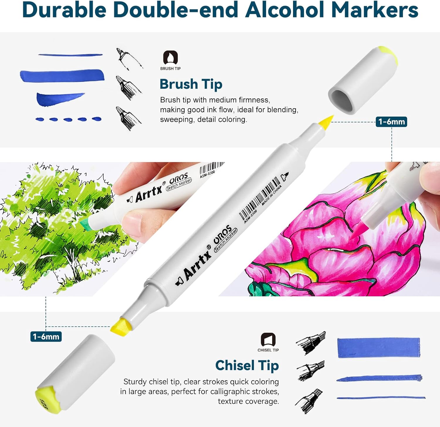 Arrtx Alcohol Markers OROS 80 Colors,Dual Tip Marker Pens, Art Markers Permanent Markers for Drawing Coloring Illustration Sketching Design Comic image number 5