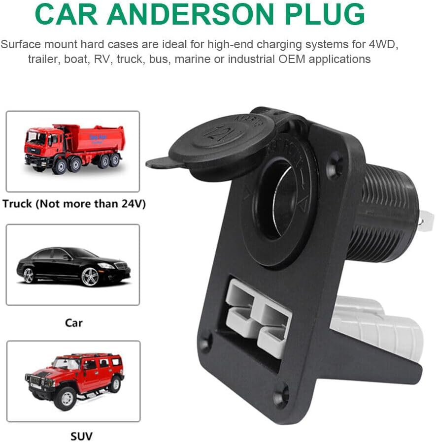 KUGONTC 12V-24V 50Amp Anderson Plug Flush Mount Panel Bracket 12V Cigarette Socket for Caravans image number 2