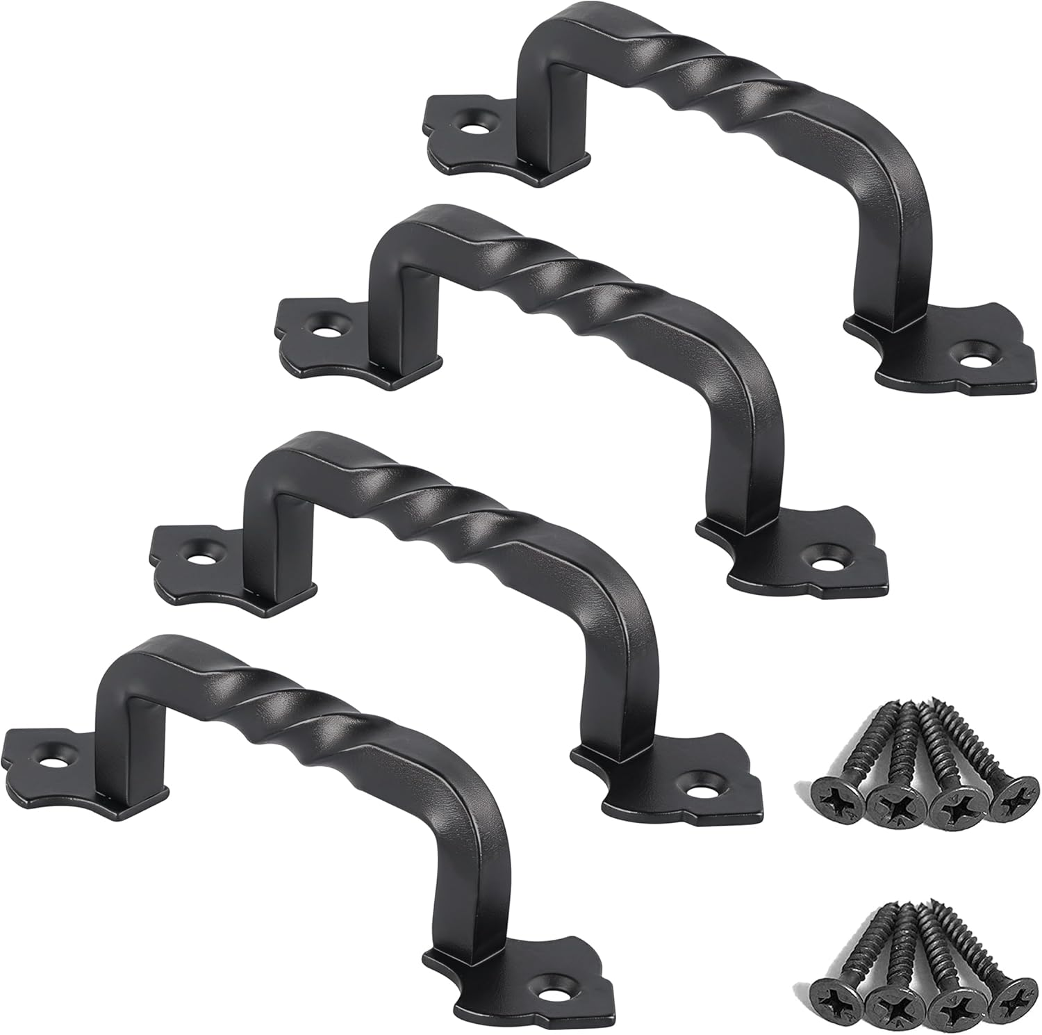 OVOV 4 Pack Barn Door Pull Handle Hardware for Wooden Garden Gate Shed Cabinet Door (4Pcs 5Inch)