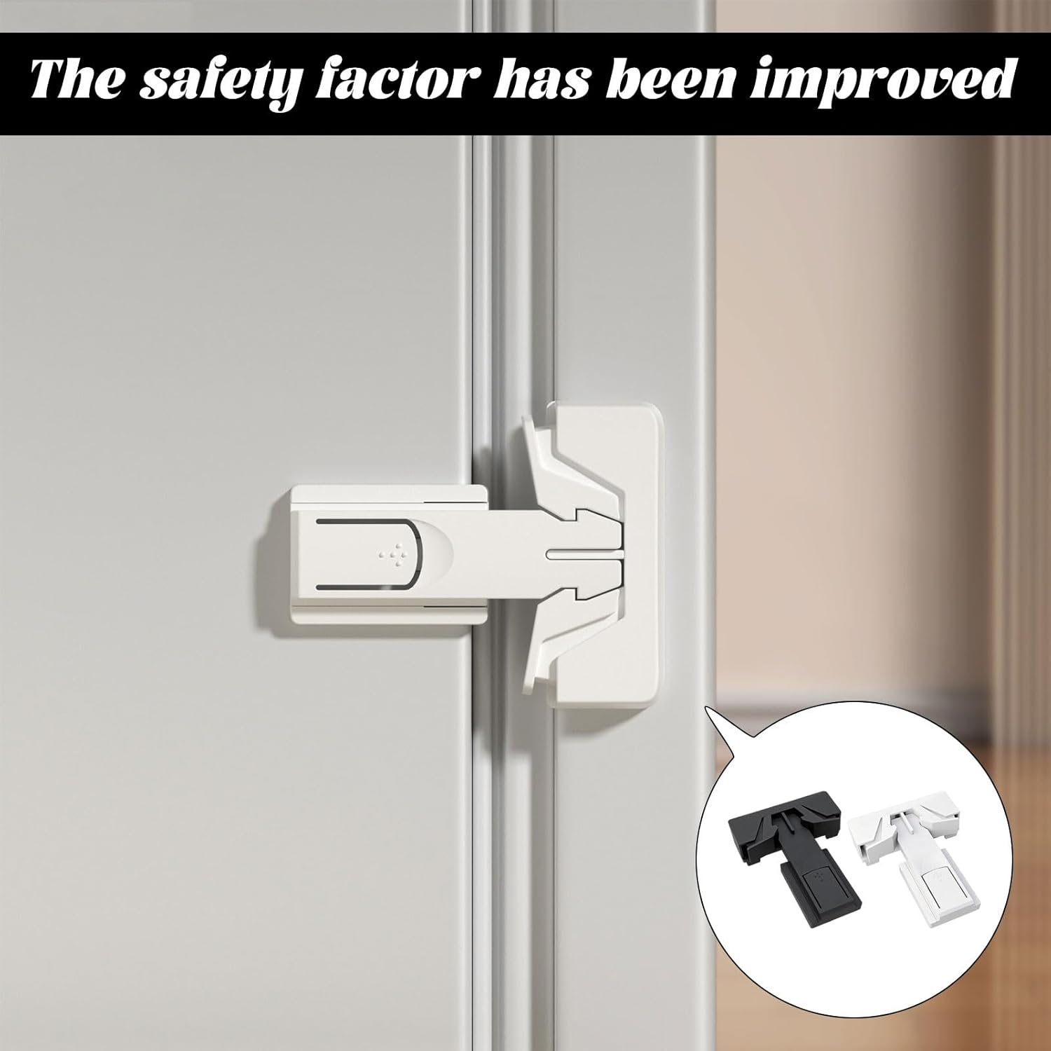 Refrigerator Fridge Lock, 4Pcs Fridge Latch, Fridge Freezer Door Lock, Refrigerator Freezer Door Lock for Kids and Aging Seals, 3M Adhesive No Tools Required and Easy Installation