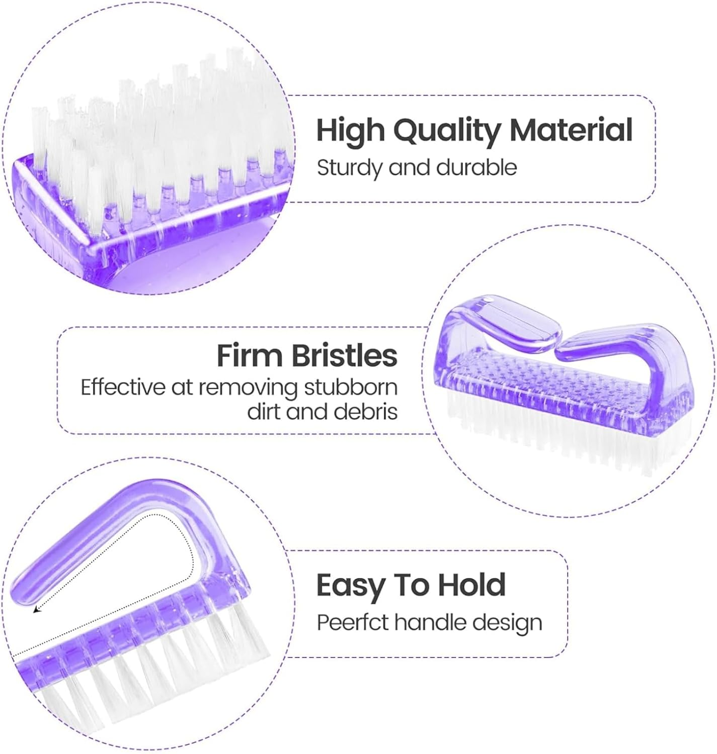 TAVVKE 8 Pcs Nail Brushes, Nail Cleaning Brush Plastic Handle Scrubbing Brush Eco Friendly Fingernail Brush with Soft Bristles Nail Manicure Dust Brush for Hand Toes Nail Home Garden Salon image number 5