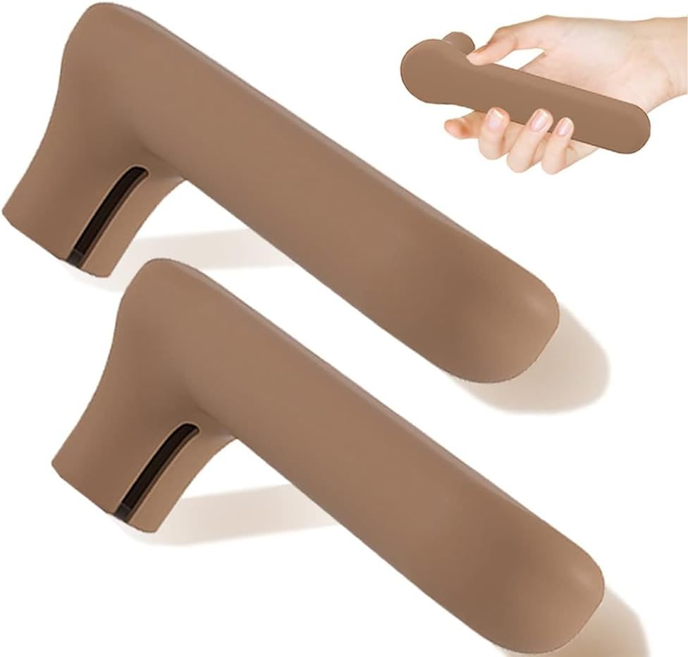 MOTRAIN 2PCS Silicone Door Handle Covers for Flat Square Door Levers, Anti-Slip, Anti-Static and Shock-Absorbing Door Knob Protectors for Child Safety and Collision Prevention, Easy Installation, Coffee image number 1