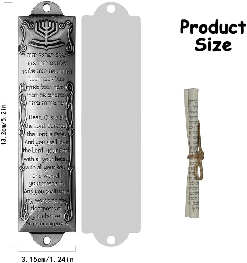 Durable Set of 3 Metal Mezuzah Cases with Scrolls,Jewish Door Blessing with English & Hebrew Scripture,Perfect for Housewarming and Jewish Home Decoration (Sliver) image number 1
