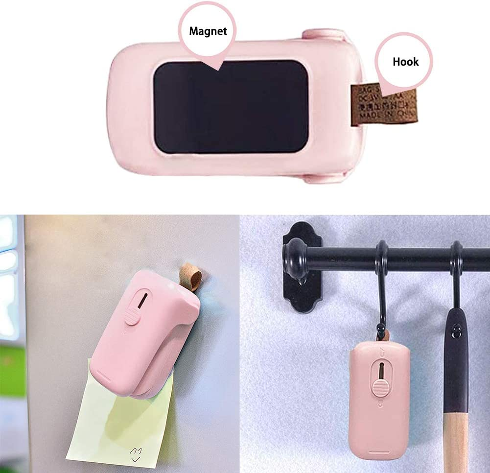 Mini Portable Bag Sealer, Handheld Heat Sealer, 2 in 1 Kitchen Sealing Household Machine and Cutter, Bag Resealer Heat Seal for Chip Bags, Plastic Food Storage Bags, Snack & Cereal Bags (Pink) image number 5