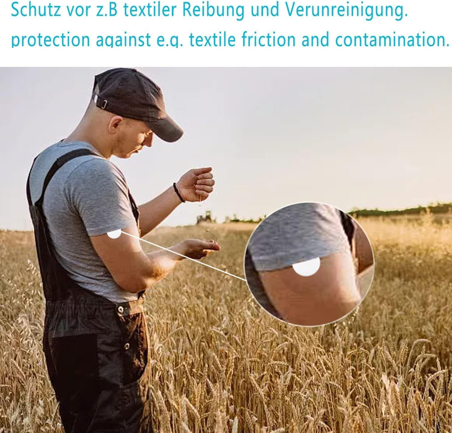 20Pack Freestyle Libre Sensor Covers Latex-Free Hypoallergenic Waterproof Adhesive Patches for Libre 2 Precut CGM Tape with No Glun on the Center Waterproof and Strong Stick for Long Stay-Gtagkommen